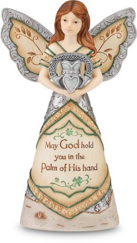 664843821880 Irish Blessing Angel Holding Claddagh (Figurine)