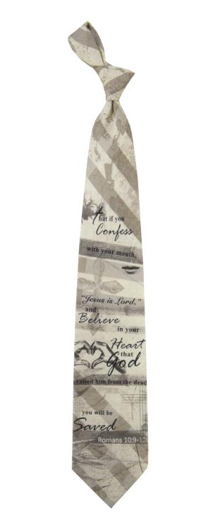 796736090919 You Will Be Saved Romans 10:9-10 Necktie (Tie)