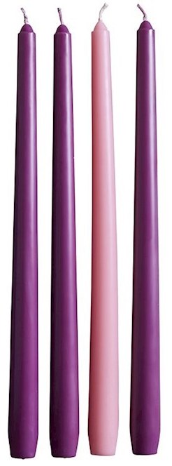 886083722776 Advent Taper Candle Set 12H Set Of 3 Purple 1 Pink