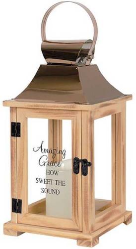 096069572923 Amazing Grace Lantern With LED Candle