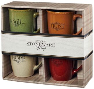 1220000137721 Faith Hope Trust Be Still Stoneware Mug Set